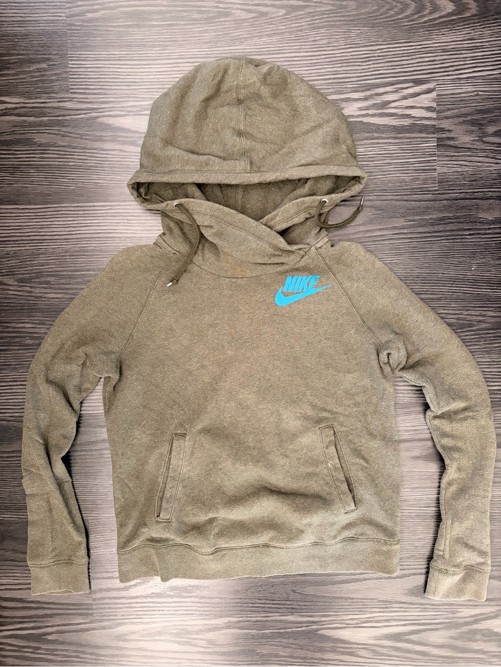 Nike funnel neck army green pocket pullover hoody